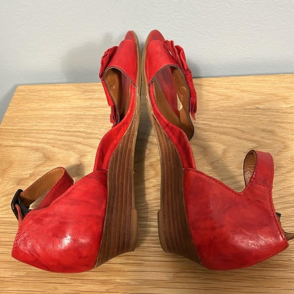 Paul Green Munchen Wedge Sandal Red Leather Big Bow Open Toe Ankle Strap US 9 - Picture 14 of 16
